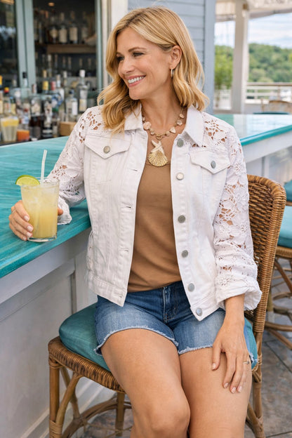 Charle B White Lace Stretch Jacket - 606River