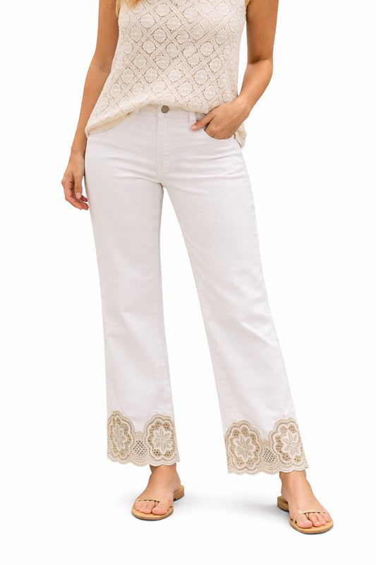 Charlie B White Jean With Embroidery - 606River