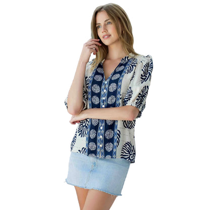 Navy Print Abstract Top - 606River