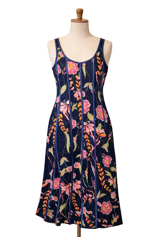 Navy With Floral Pattern Dress - 606River