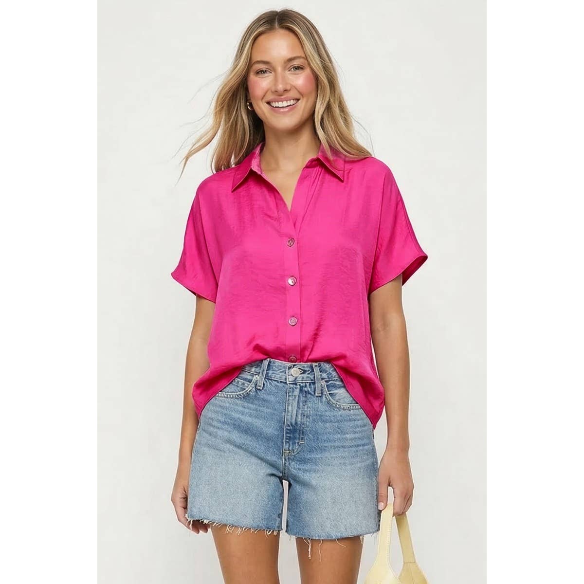 Minimalist Drop Shoulder Button Up Blouse - 606River