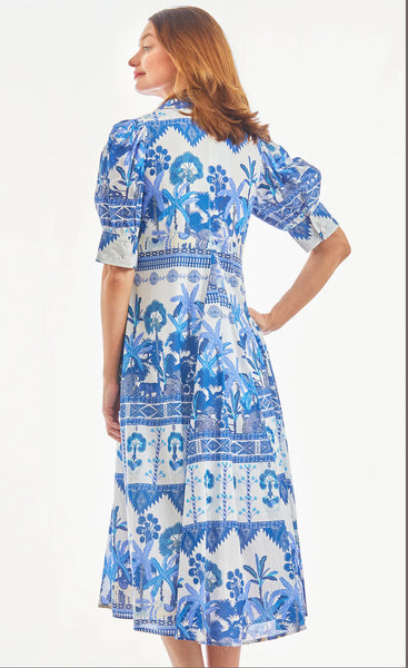 Dizzy Lizzy Montauk Dress Ikat Blue Print Resort Dress