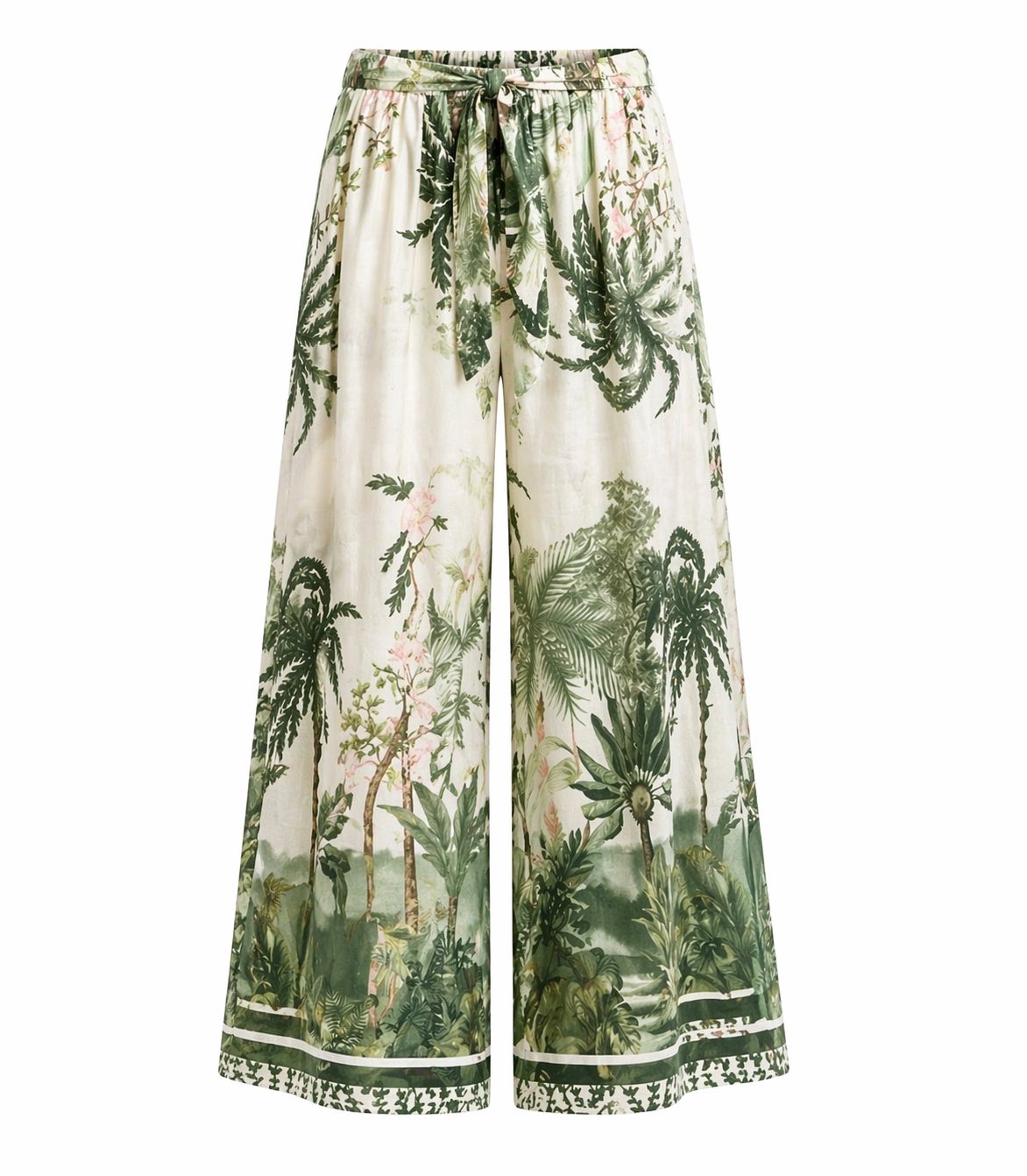 MILIO TROPICAL PALM TREE WIDE LEG LINEN PANTS - 606River