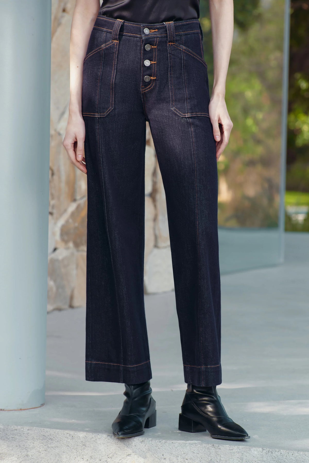 High Rise Dark Denim Jean By Bayeas - 606River
