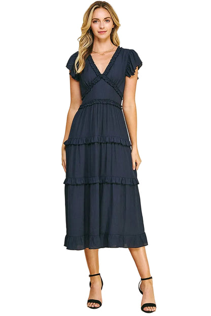 RUFFLED TEA LENGTH DRESS - 3597D