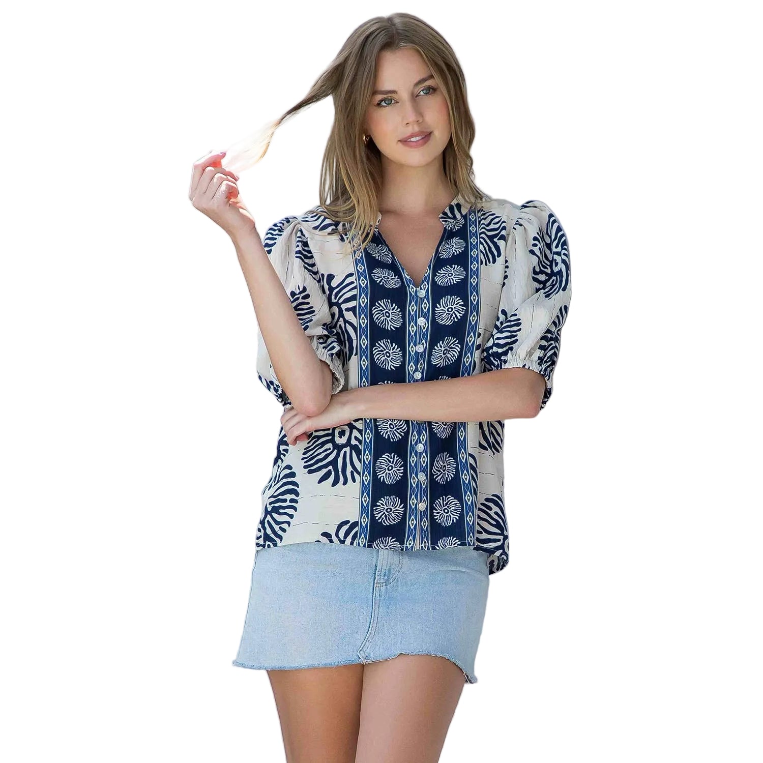 Navy Print Abstract Top - 606River