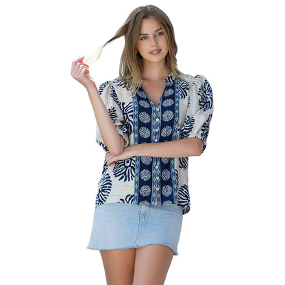Navy Print Abstract Top - 606River
