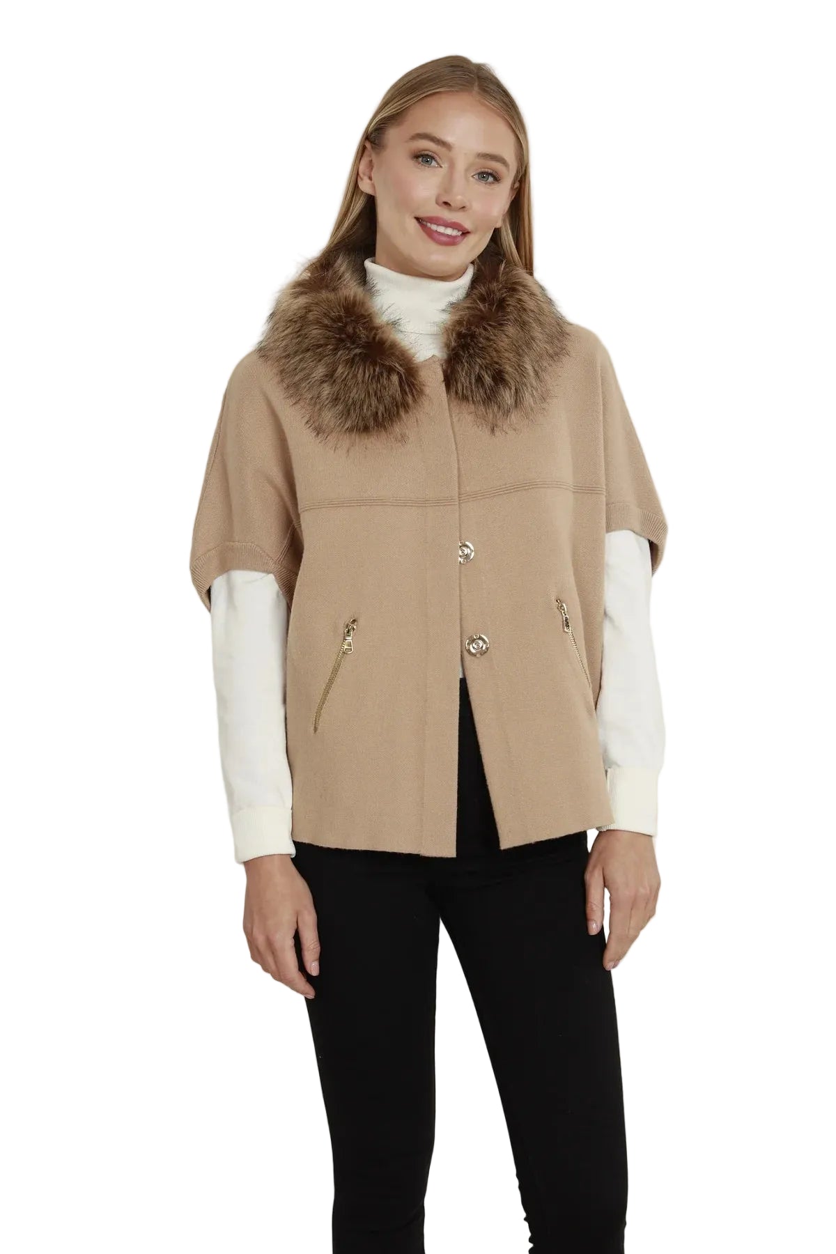 Faux Fur Camel Sweater Cardigan