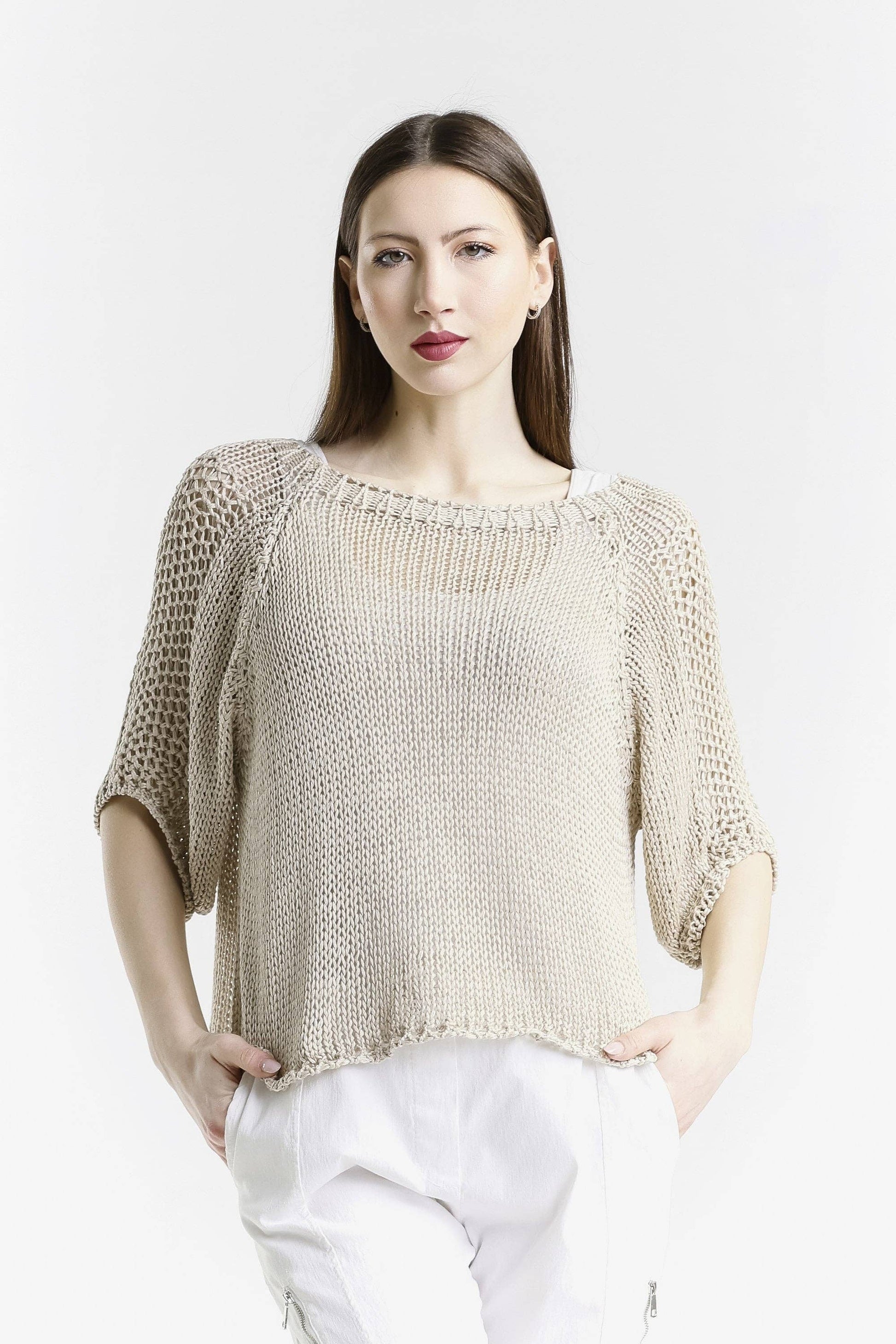 Doris Closed Knit Ballet Sleeve Closed Knit Sweater (BQ906CK) - 606River