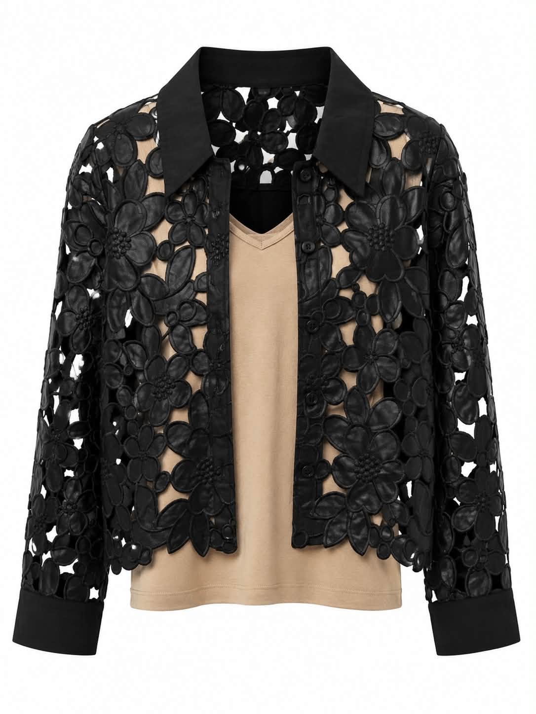 Black Striking Cut Out Design Blouse