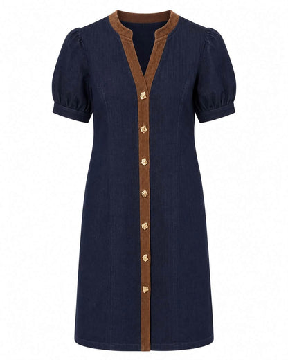 Denim A-Line Corduroy Dress