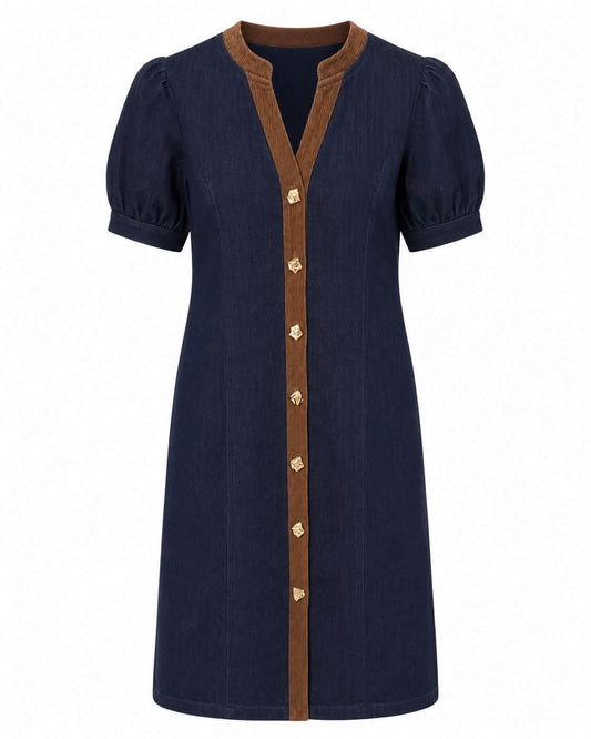 Denim A-Line Corduroy Dress