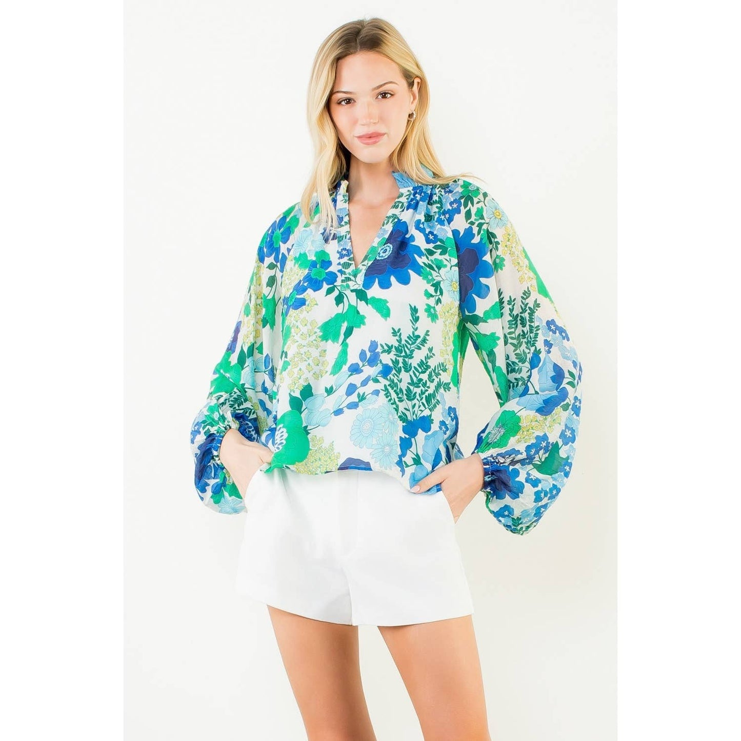 Floral Print Long Sleeve Top - 606River