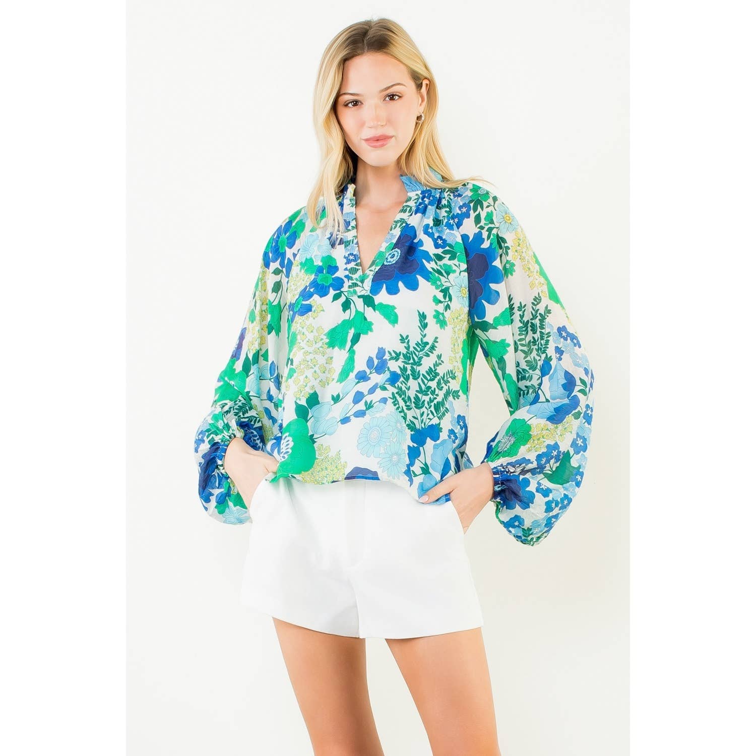 Floral Print Long Sleeve Top - 606River