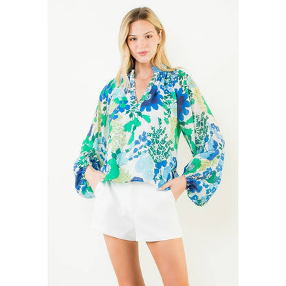 Floral Print Long Sleeve Top - 606River