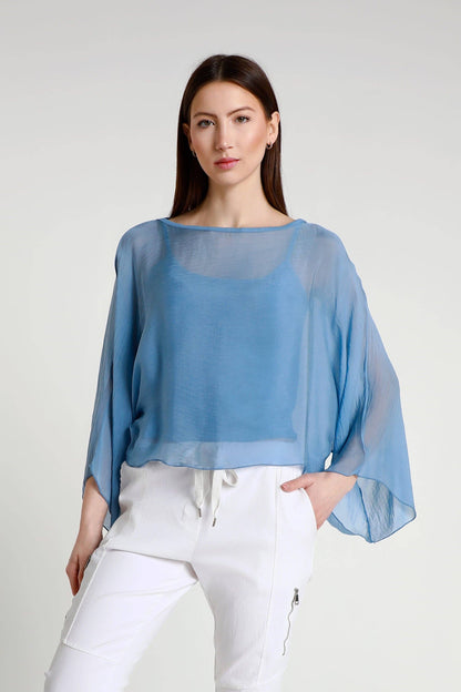 Sofita 3/4 Sleeve Cropped Silk Kaftan (BQ200) - 606River