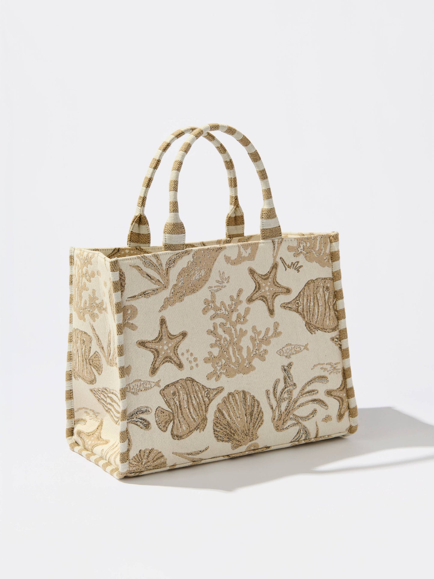 COASTAL JACQUARD TOTE,BEIGE - 606River