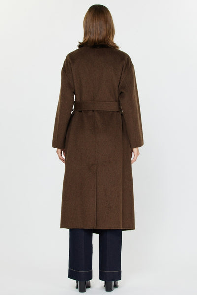 Brown Luxury Wool Wrap Belt Coat