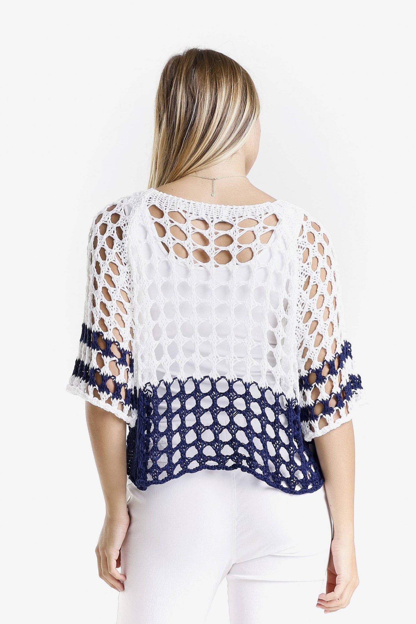 Doris Banded Ballet Sleeve 2-Tone Knit Sweater (BQ906B) - 606River