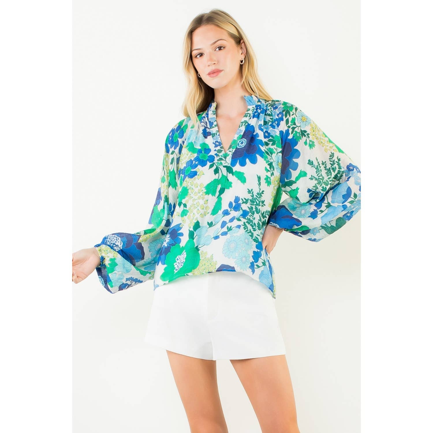 Floral Print Long Sleeve Top - 606River