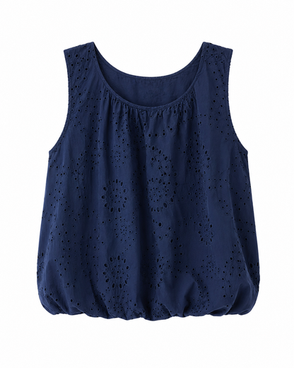 Milio Navy Eyelet Bubble Top