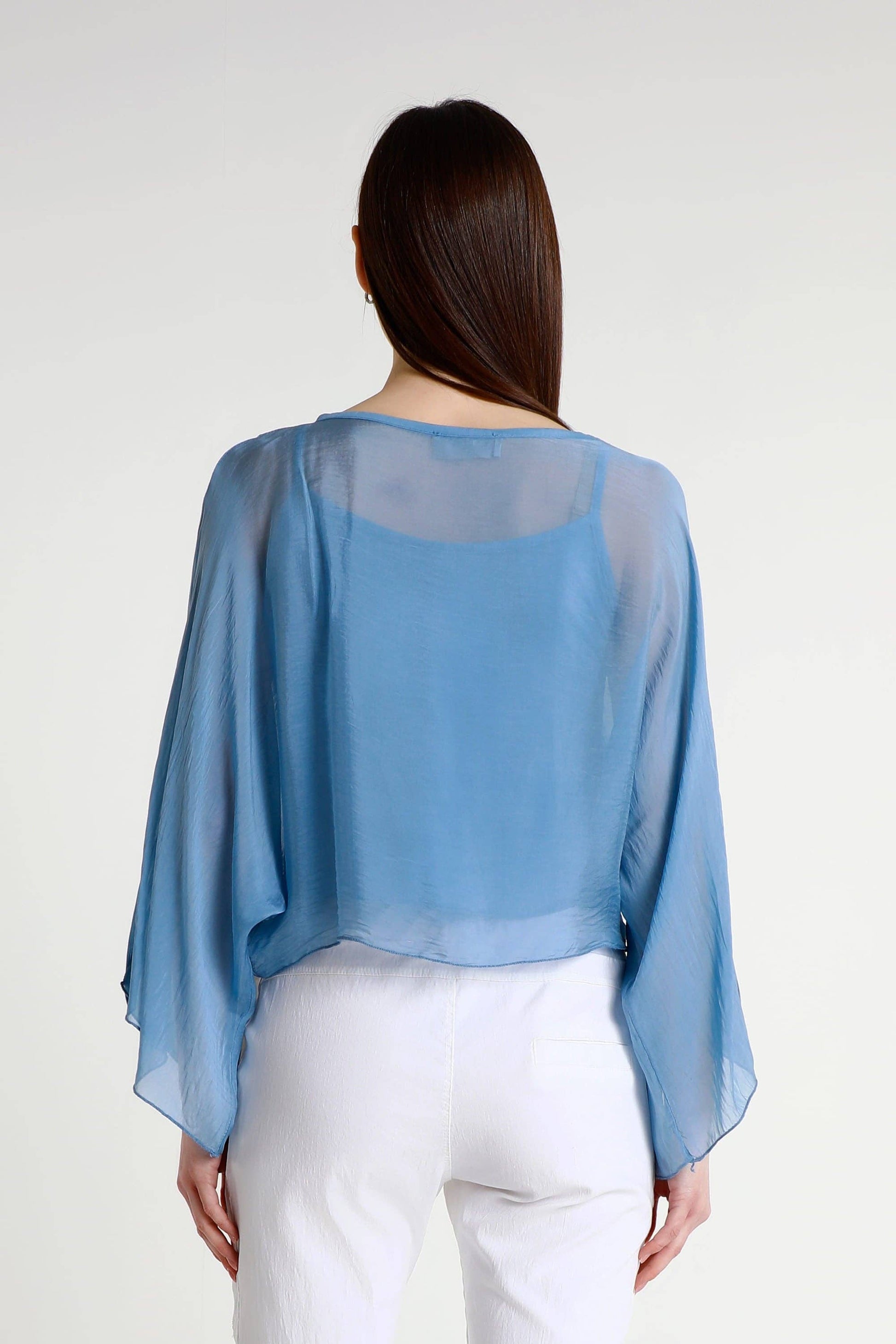 Sofita 3/4 Sleeve Cropped Silk Kaftan (BQ200) - 606River