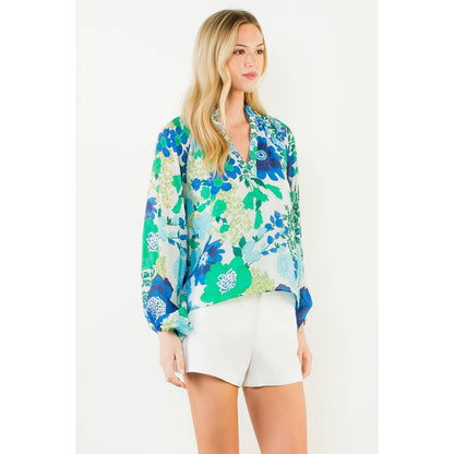 Floral Print Long Sleeve Top - 606River