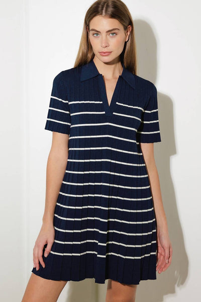 Navy Stripe Sweater Knit Dress