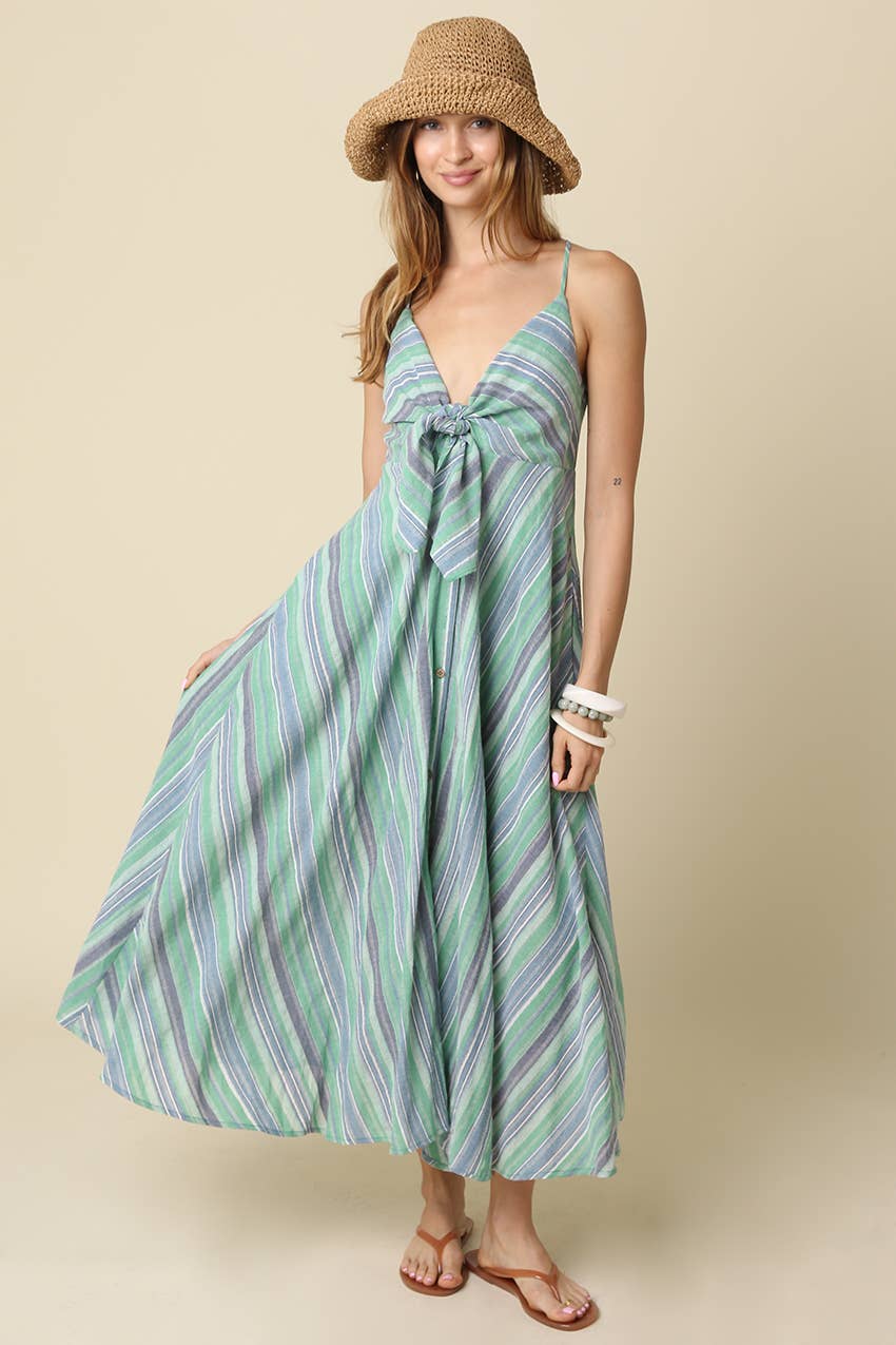 Hester Stripe Front-Tie Maxi Dress - 606River