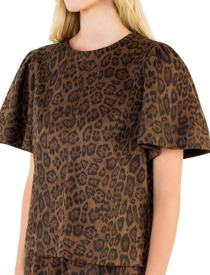 Brown Black Animal Print Top