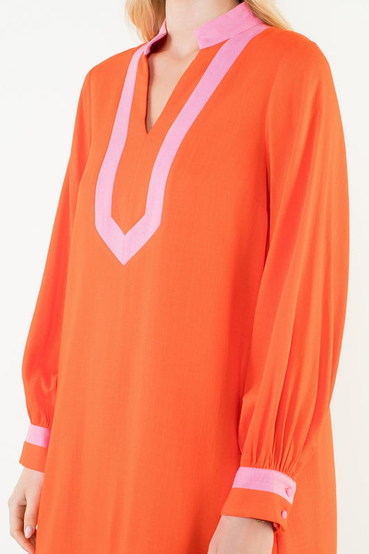 Coral Pink Color Block Dress - 606River