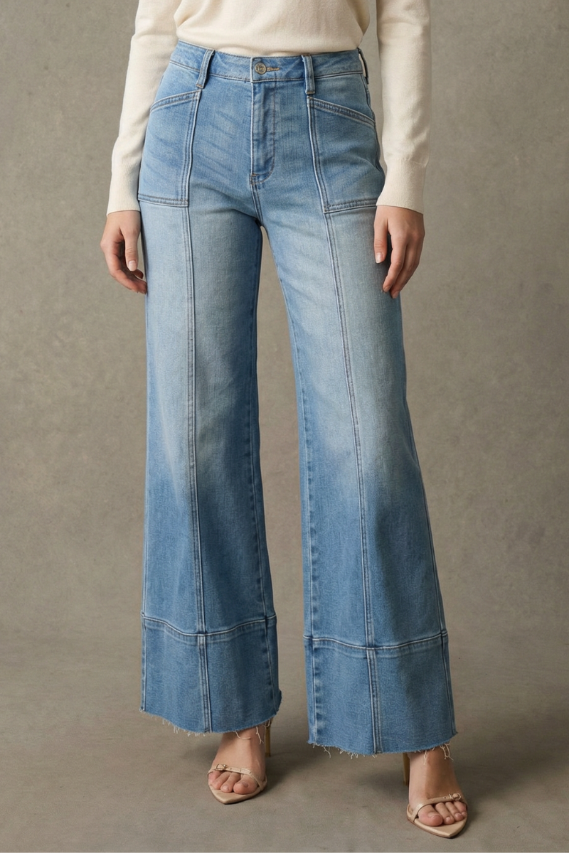 HIGH RISE TUMMY CONTROL PALAZZO JEANS