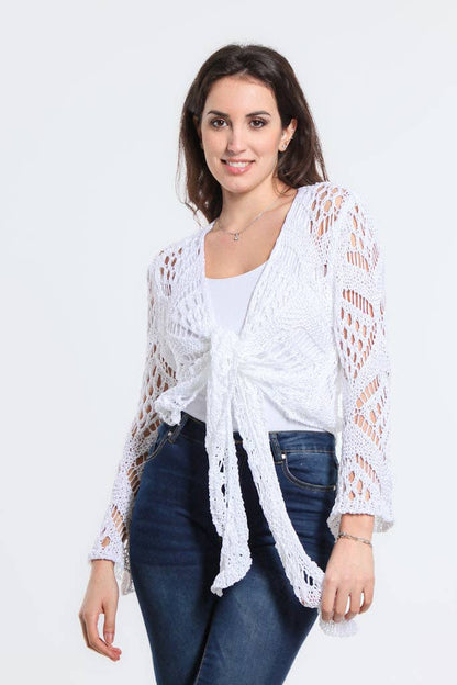 Kandra Open Knit Tie Front Bolero (CLS303) - 606River