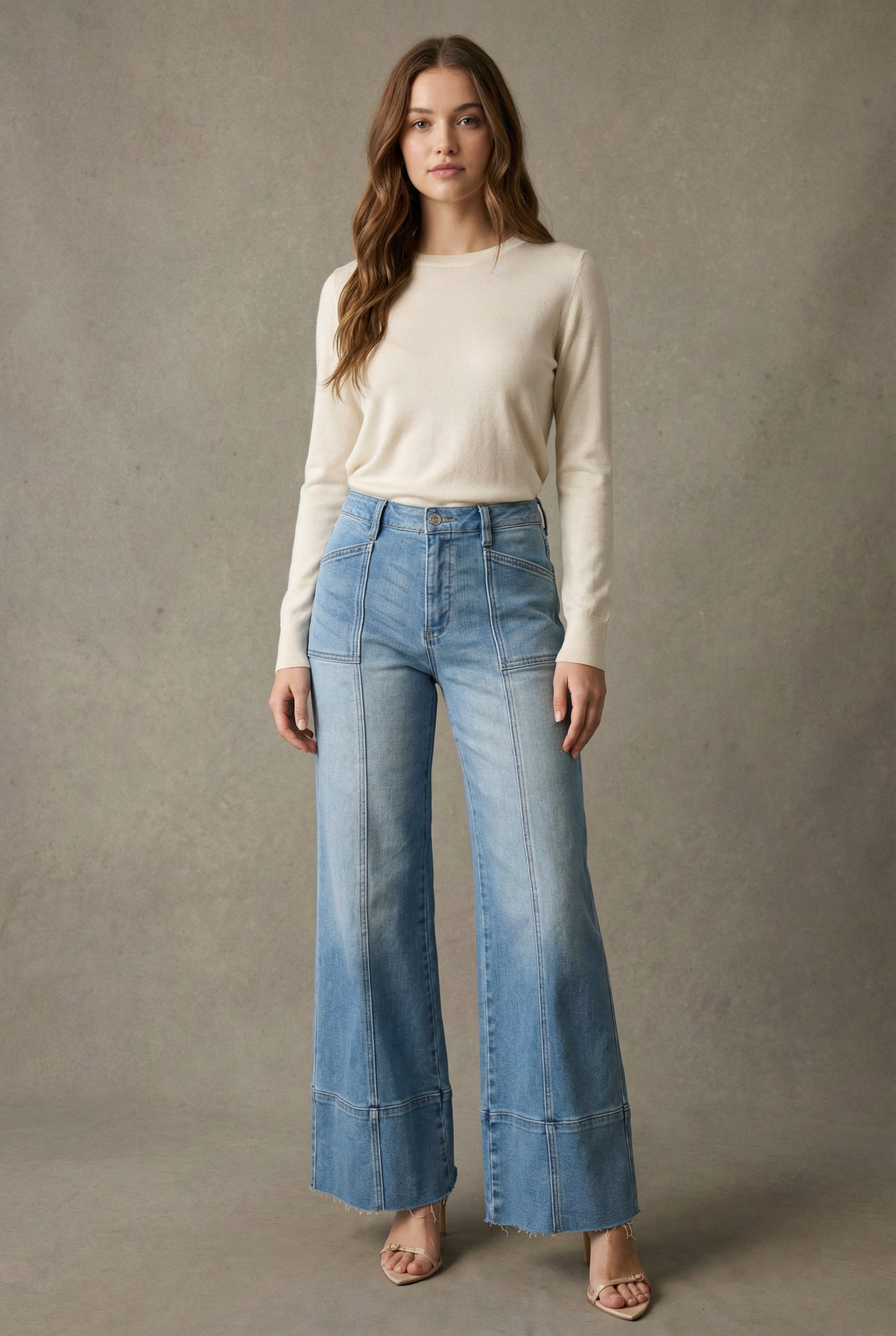 HIGH RISE TUMMY CONTROL PALAZZO JEANS