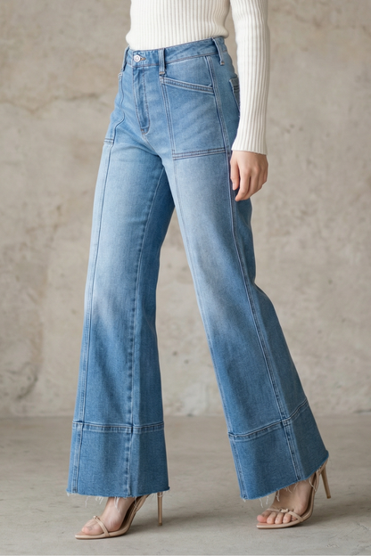 HIGH RISE TUMMY CONTROL PALAZZO JEANS