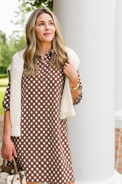 Ashlynn Dress in Chocolate Gingham