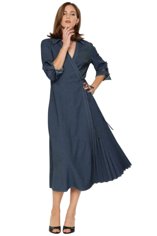 Long Wrap Denim Dress by Current Air