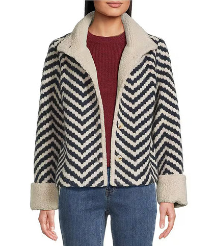 Charlie B Chevron Navy/Cream Jacket