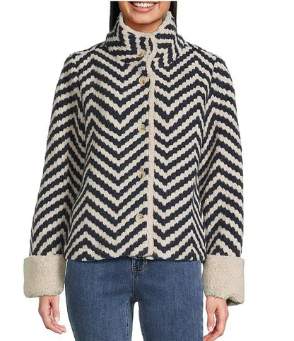 Charlie B Chevron Navy/Cream Jacket
