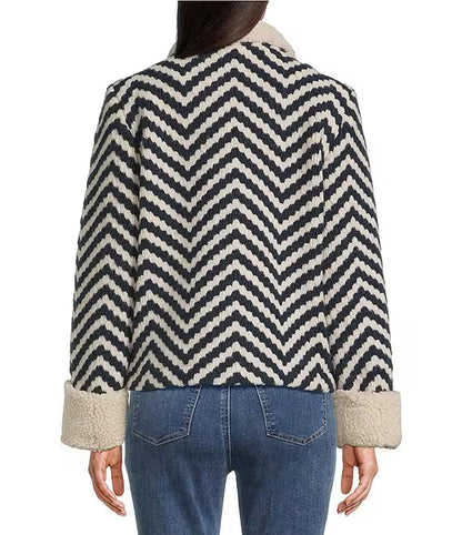 Charlie B Chevron Navy/Cream Jacket