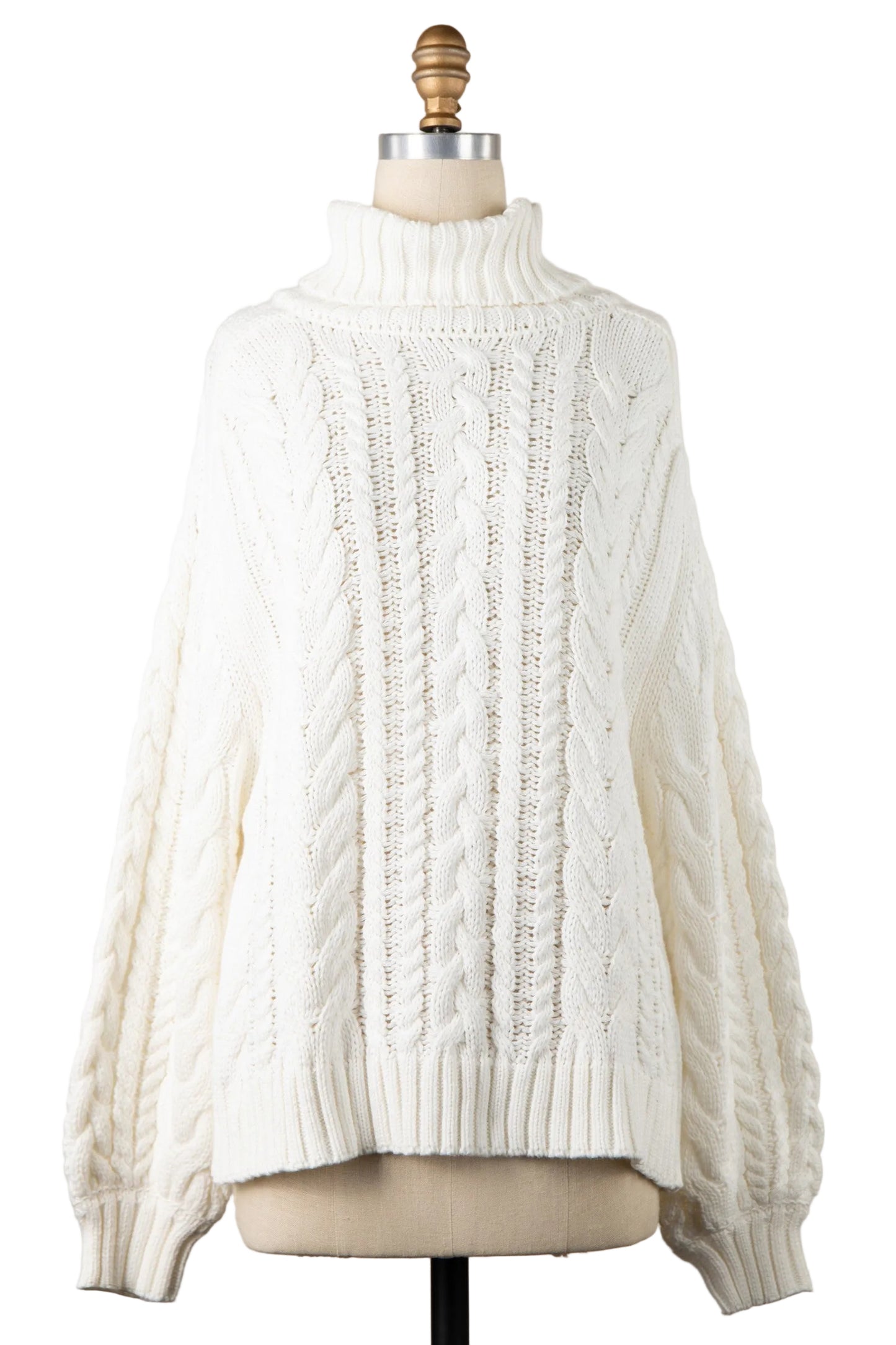 Chunky Braid Cable Knit Turtleneck Sweater
