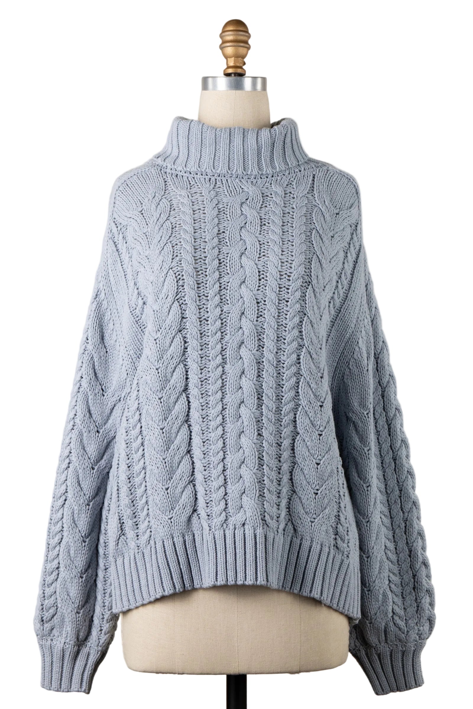 Chunky Braid Cable Knit Turtleneck Sweater
