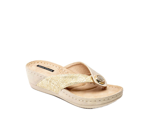 Dafni Sandal Gold Black Comfortable Shoe