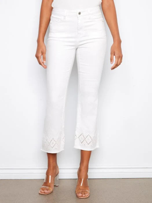 White Jeans With Embroidery Detail - 606River