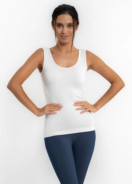 Elietian V-Neck Ribbed Tank Top One Size
