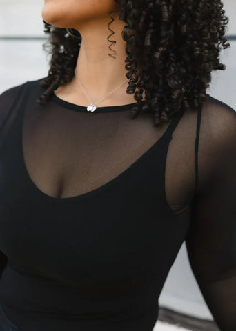 Elietian Black Sheer Top