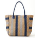Natural Navy Straw Large Tote Bag - 606River