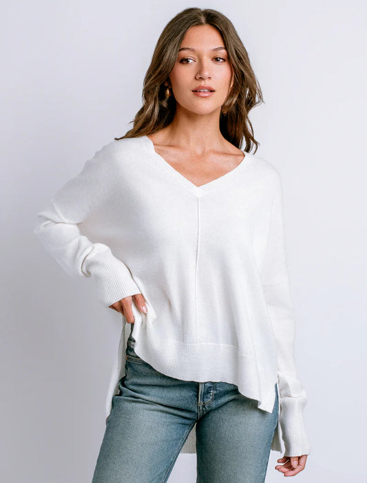 White V-Neck Wagner Sweater - 606River