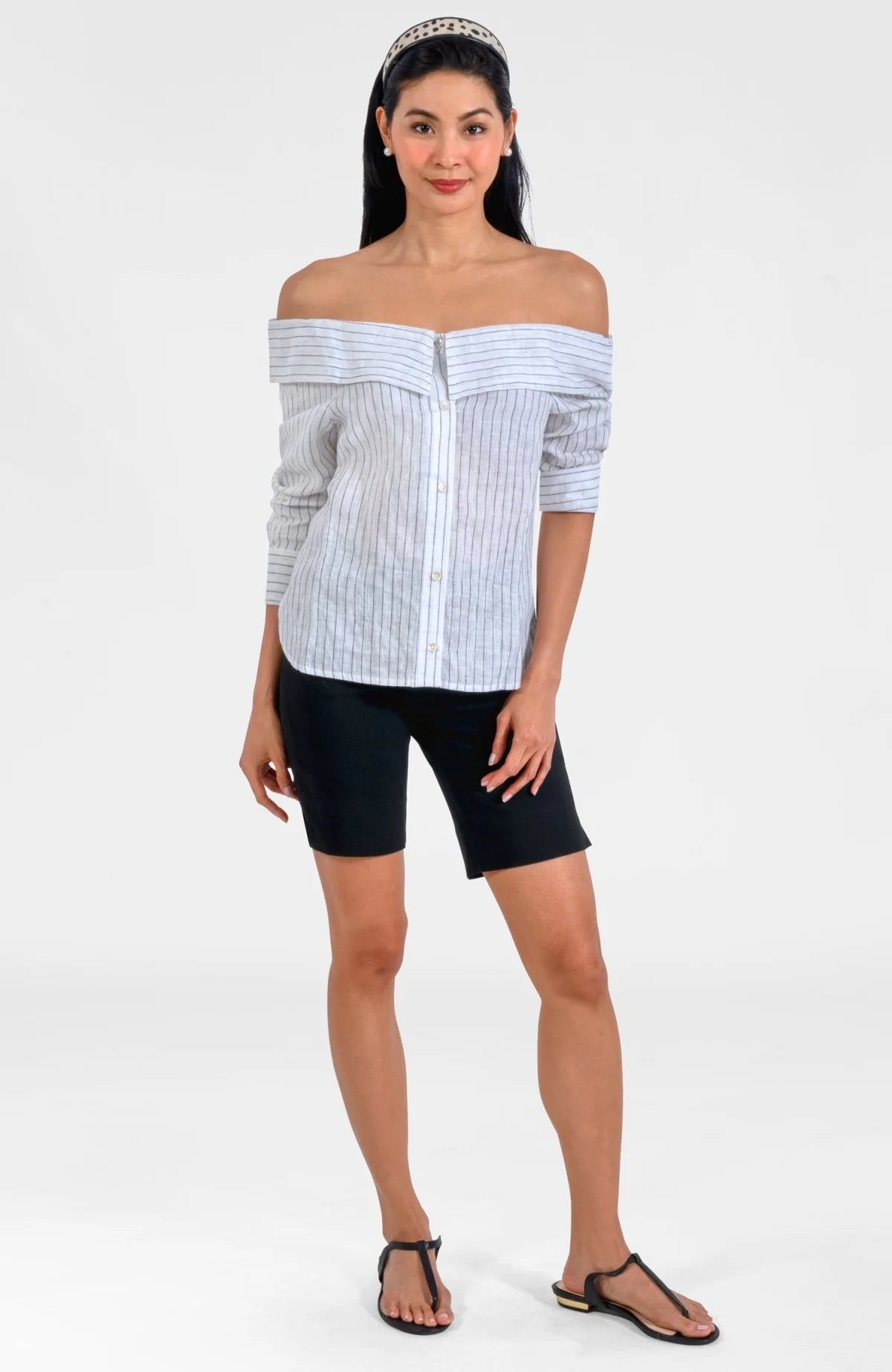 Gretchen Scott Linen Off Shoulder Top