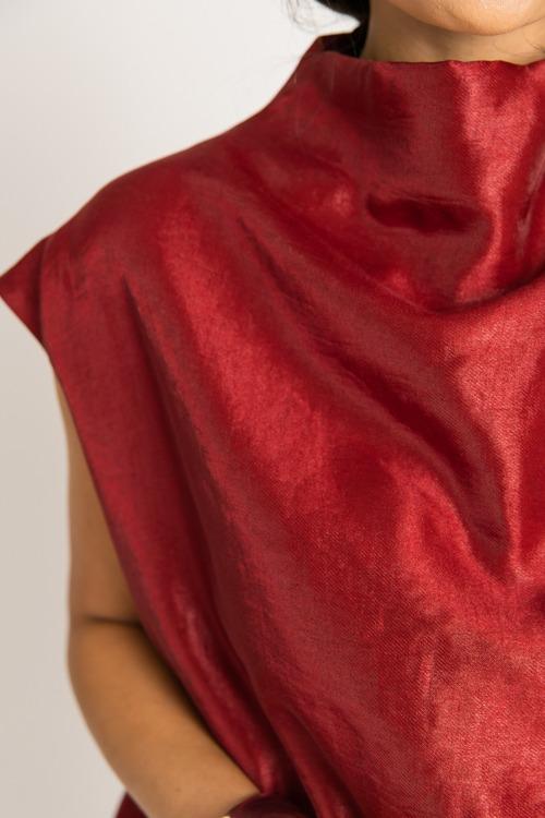 Glam Burgundy Sleeveless Blouse